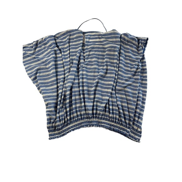 Free People Azalea Stripe Top Size Small Oversized Boho Blue & White - Picture 4 of 10